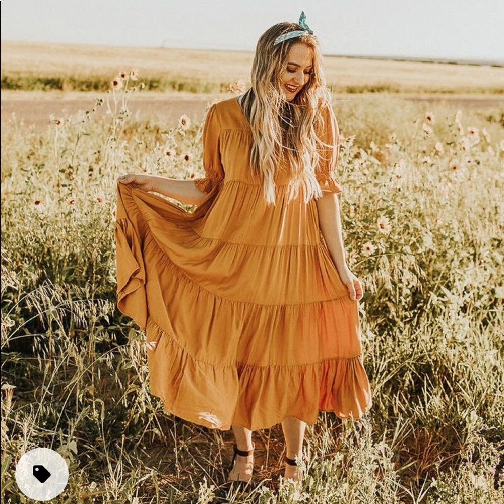 Orange Creek Mustard Dress L